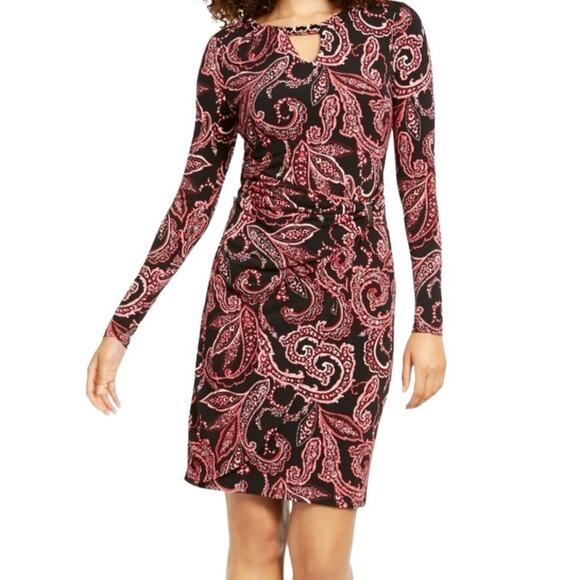 Thalia Sodi Black With Pink Floral Paisely Design Dress XS - Picture 5 of 5
